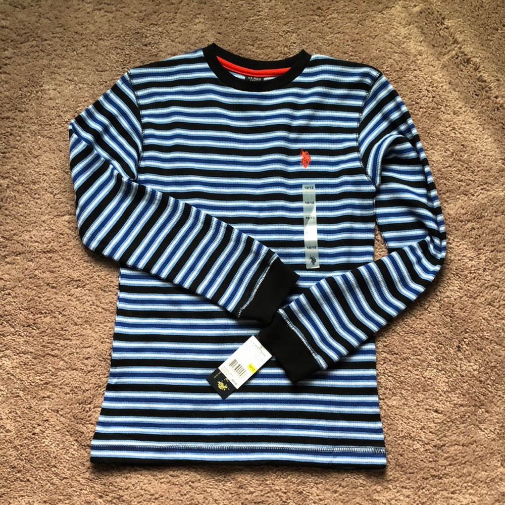NWT Black and Blue Striped Polo Shirt